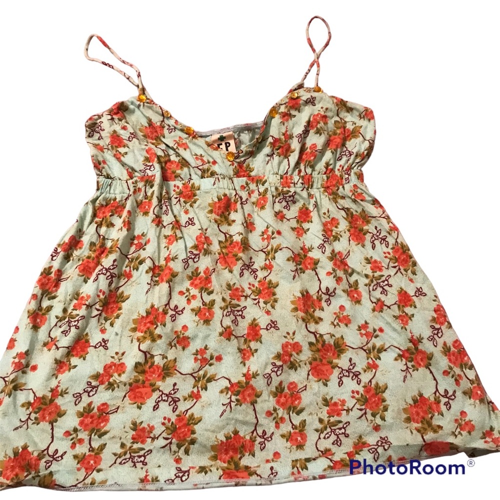 Free People Floral Camisole with Embellished Neckline Sz M